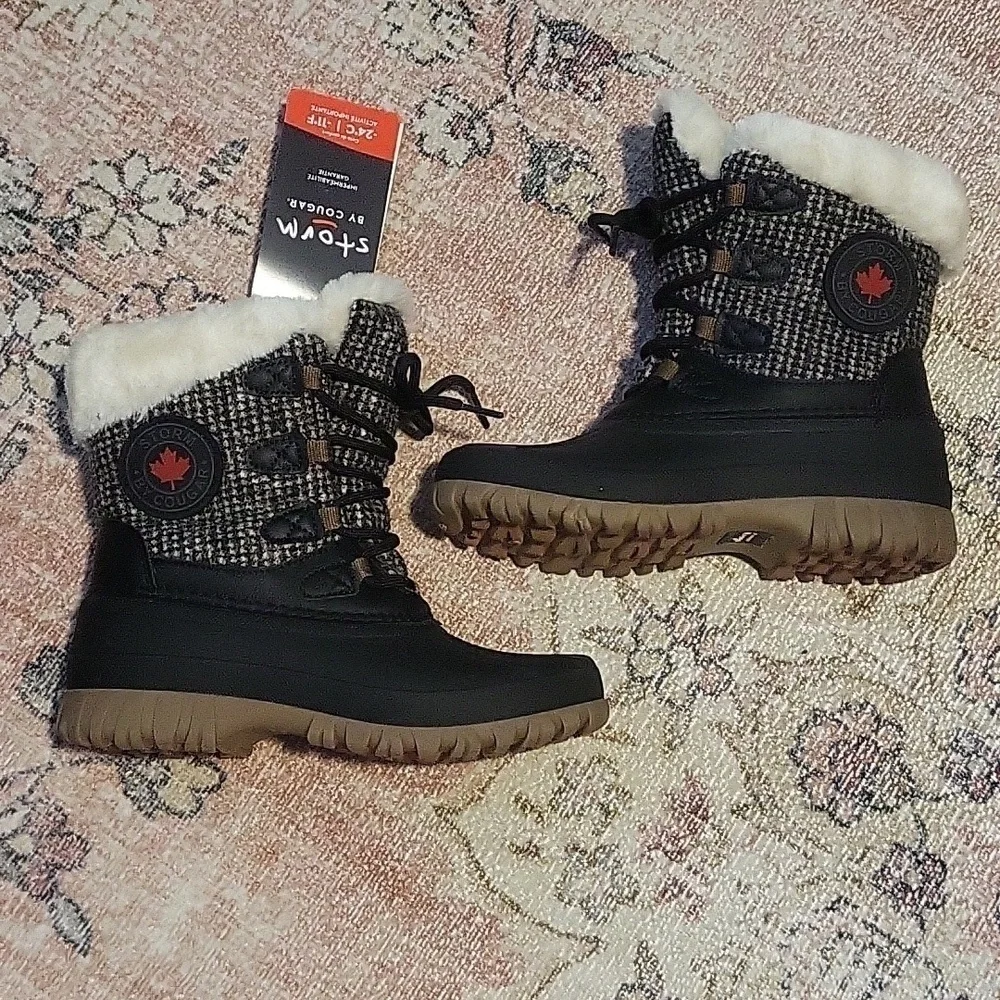 Storm by Cougar Women's Cabin Black Pull On Ankle Lace Up Waterproof Boot Size 6